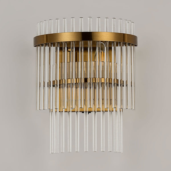 Charleton Wall Light in Brass with Clear Glass Rods