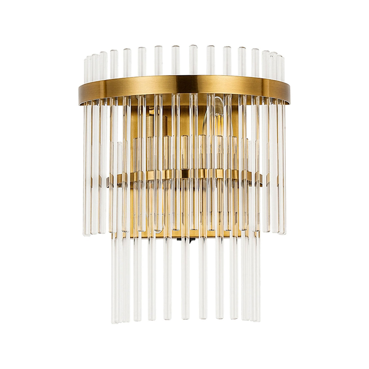 Charleton Wall Light in Brass with Clear Glass Rods