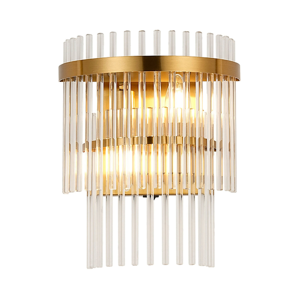Charleton Wall Light in Brass with Clear Glass Rods
