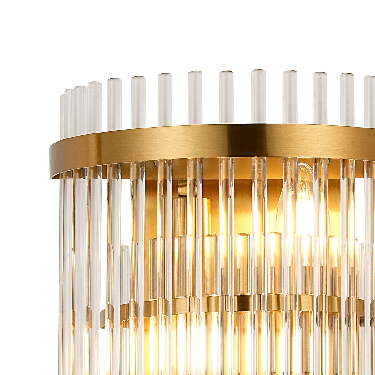 Charleton Wall Light in Brass with Clear Glass Rods