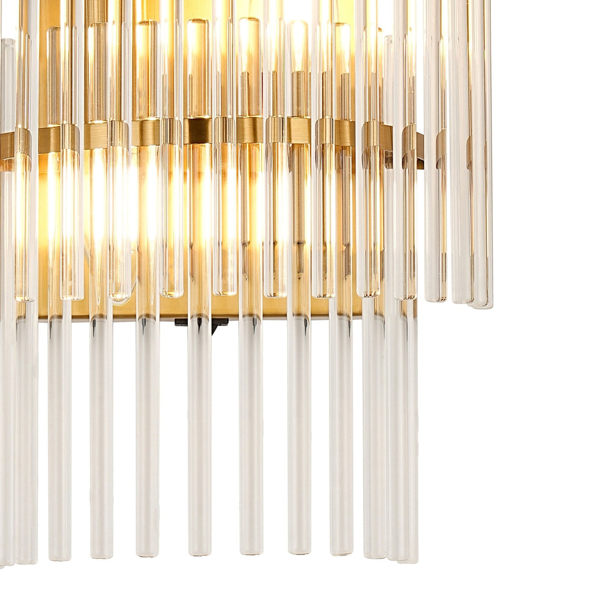 Charleton Wall Light in Brass with Clear Glass Rods