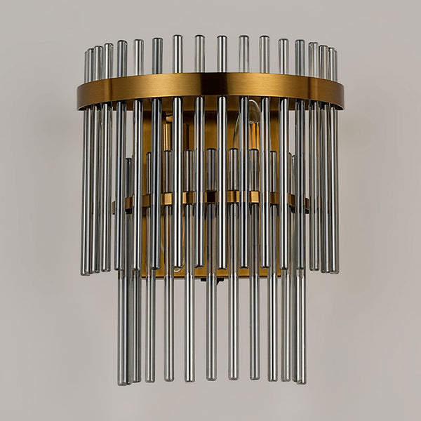 Charleton Wall Light in Brass with Smoked Glass Rods