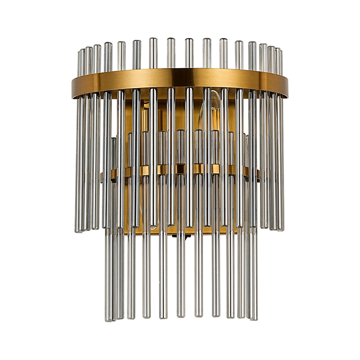 Charleton Wall Light in Brass with Smoked Glass Rods
