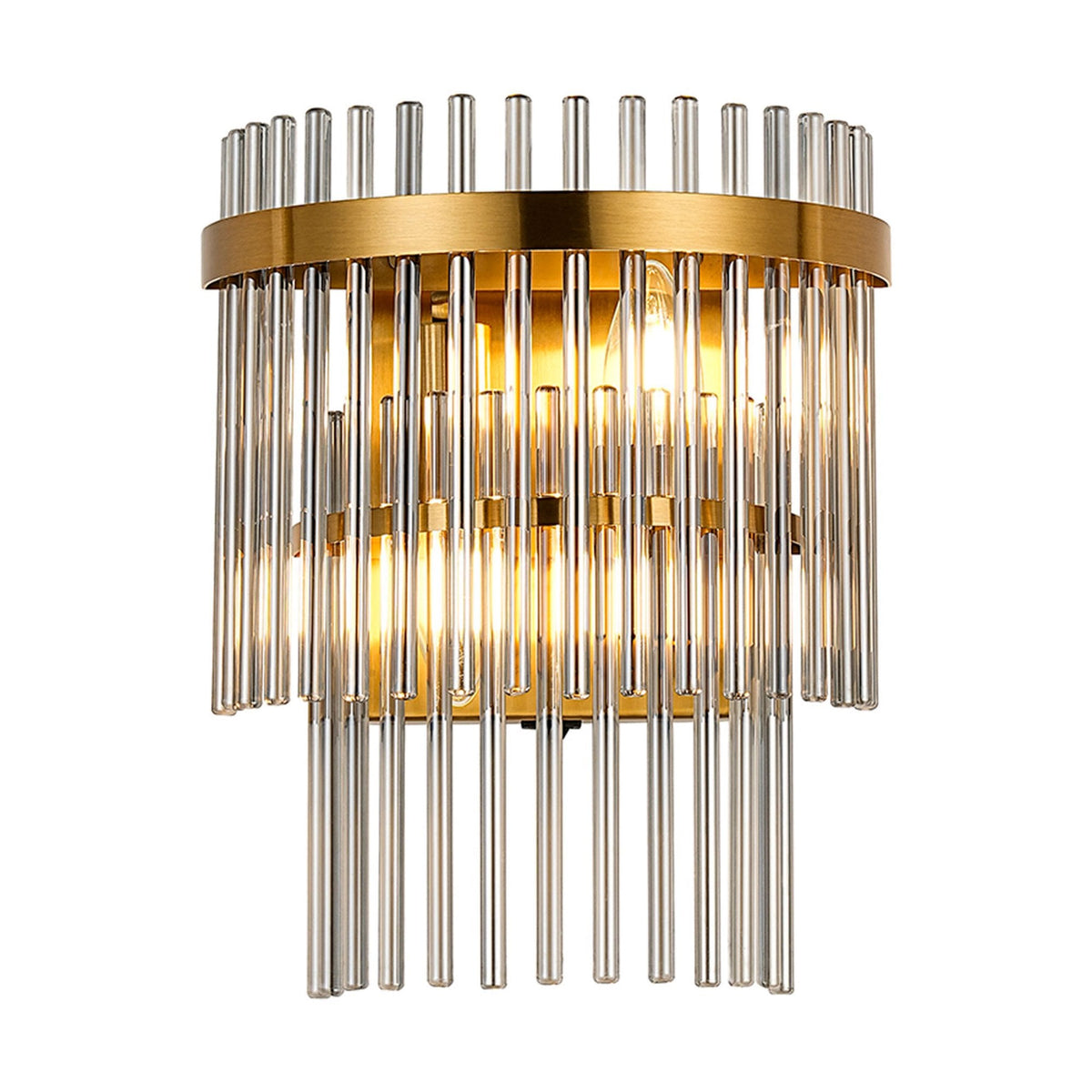 Charleton Wall Light in Brass with Smoked Glass Rods