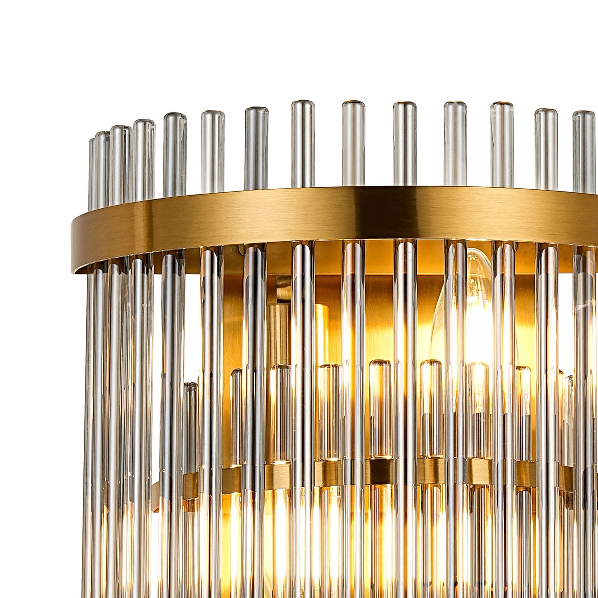 Charleton Wall Light in Brass with Smoked Glass Rods