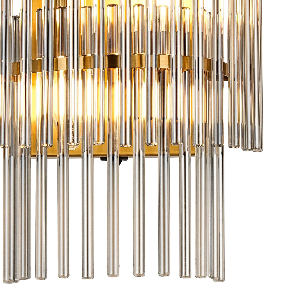 Charleton Wall Light in Brass with Smoked Glass Rods