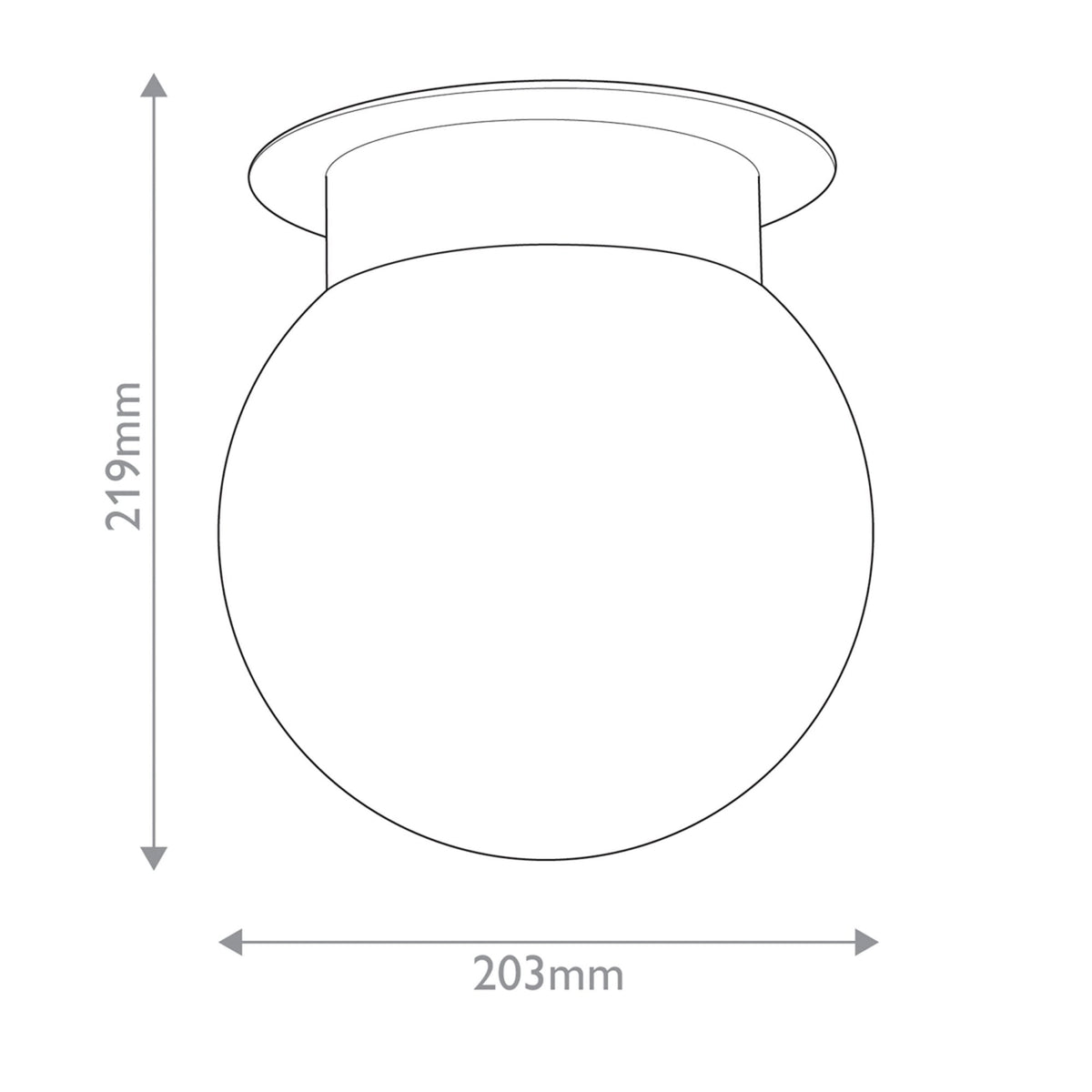 Albers Flush Ceiling Light in Black with Globe Shaped Opal Glass Shade