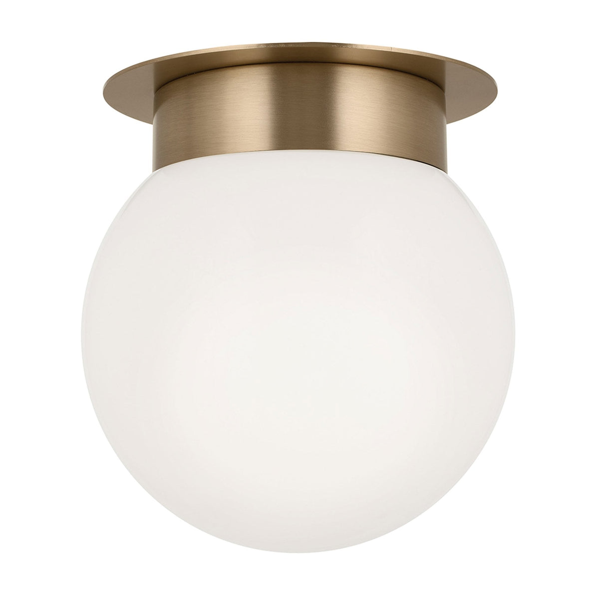 Albers Flush Ceiling Light in Champagne Bronze with Globe Shaped Opal Glass Shade