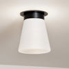 Albers Flush Ceiling Light in Black with Tapered Shaped Opal Glass Shade