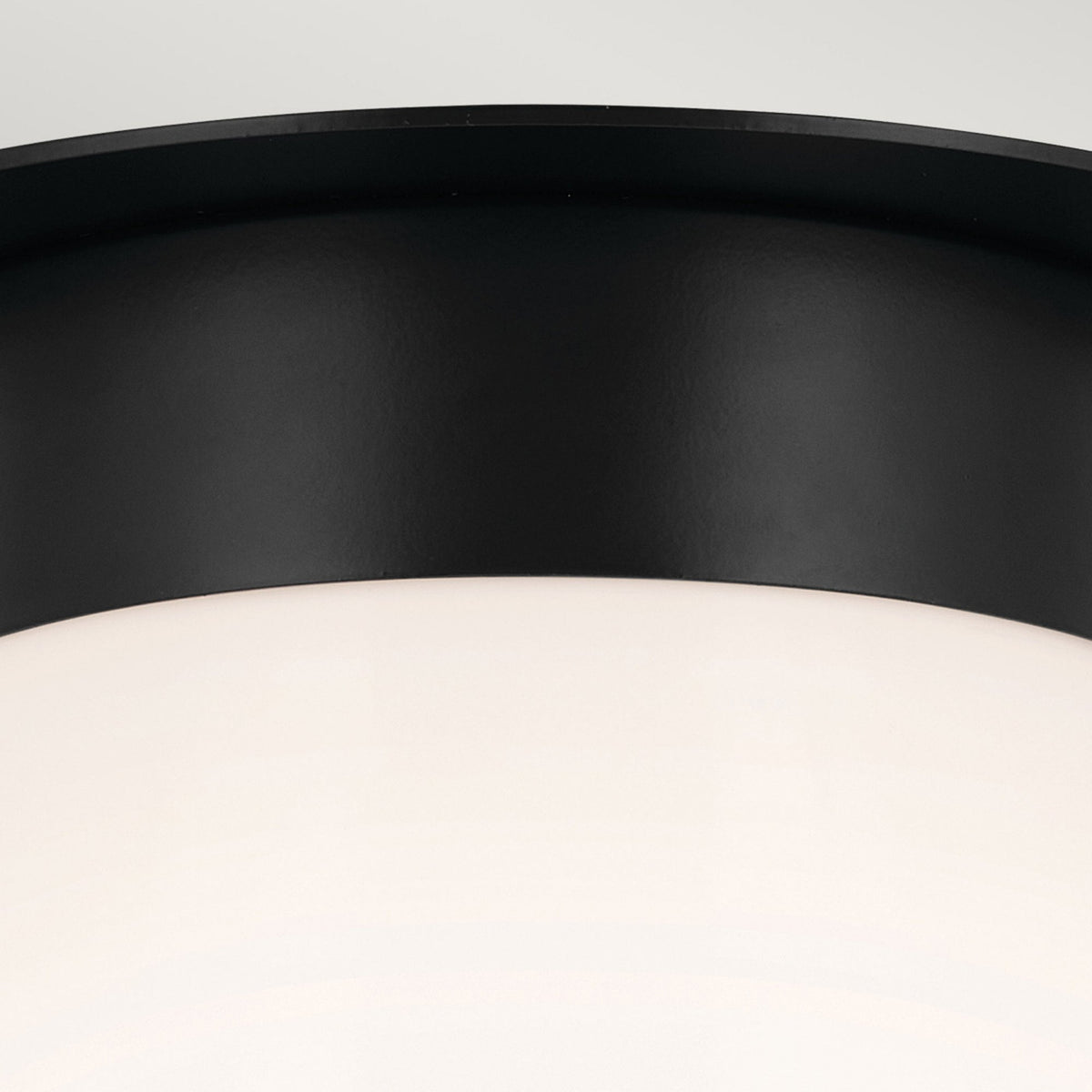 Albers Flush Ceiling Light in Black with Tapered Shaped Opal Glass Shade
