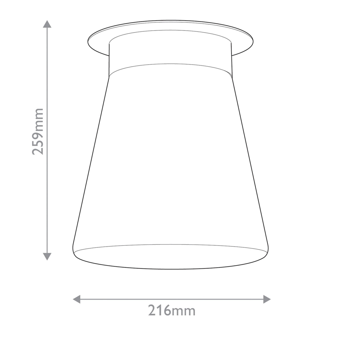 Albers Flush Ceiling Light in Black with Tapered Shaped Opal Glass Shade