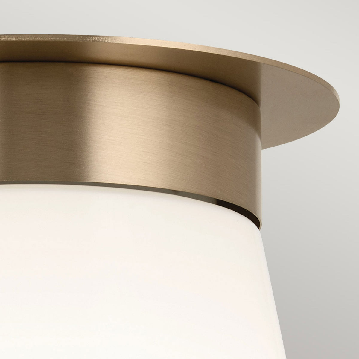 Albers Flush Ceiling Light in Champagne Bronze with Tapered Shaped Opal Glass Shade