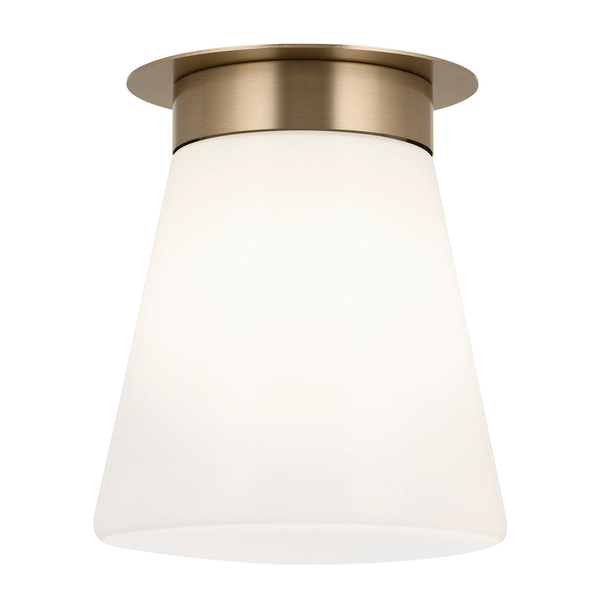 Albers Flush Ceiling Light in Champagne Bronze with Tapered Shaped Opal Glass Shade