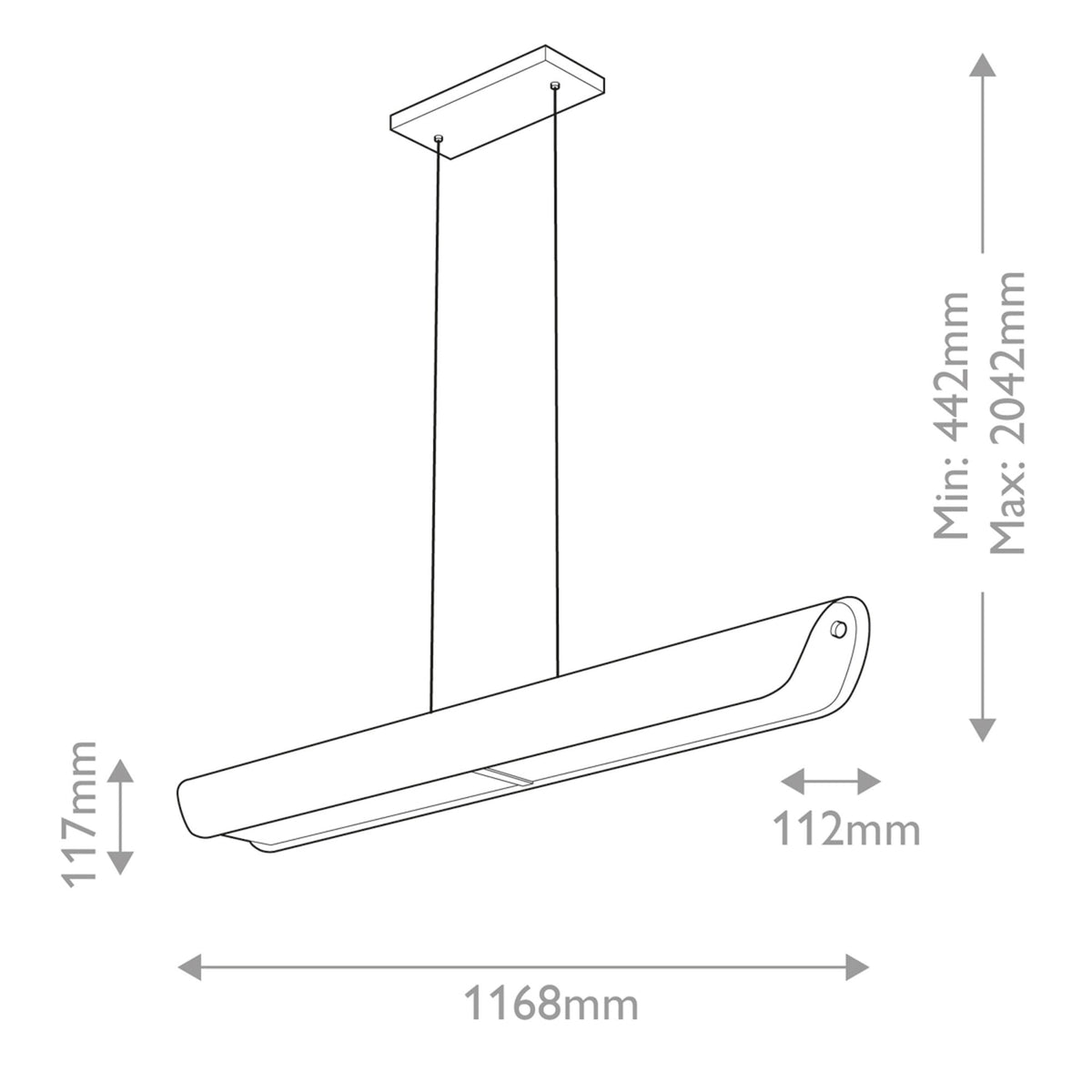 Arco Linear LED Linear Pendant in Heritage Brass Finish with Clear Ribbed Glass