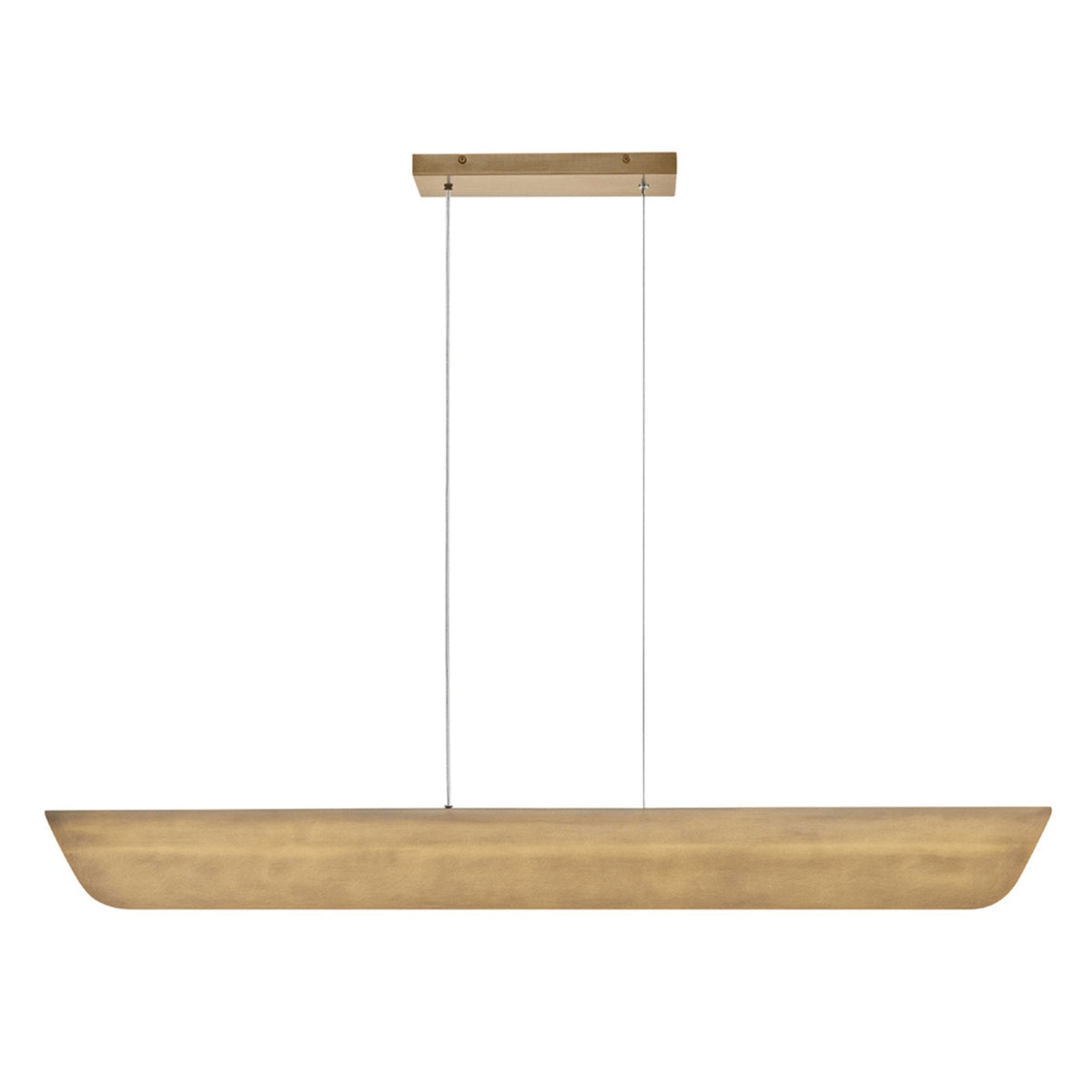 Arco Linear LED Linear Pendant in Heritage Brass Finish with Clear Ribbed Glass