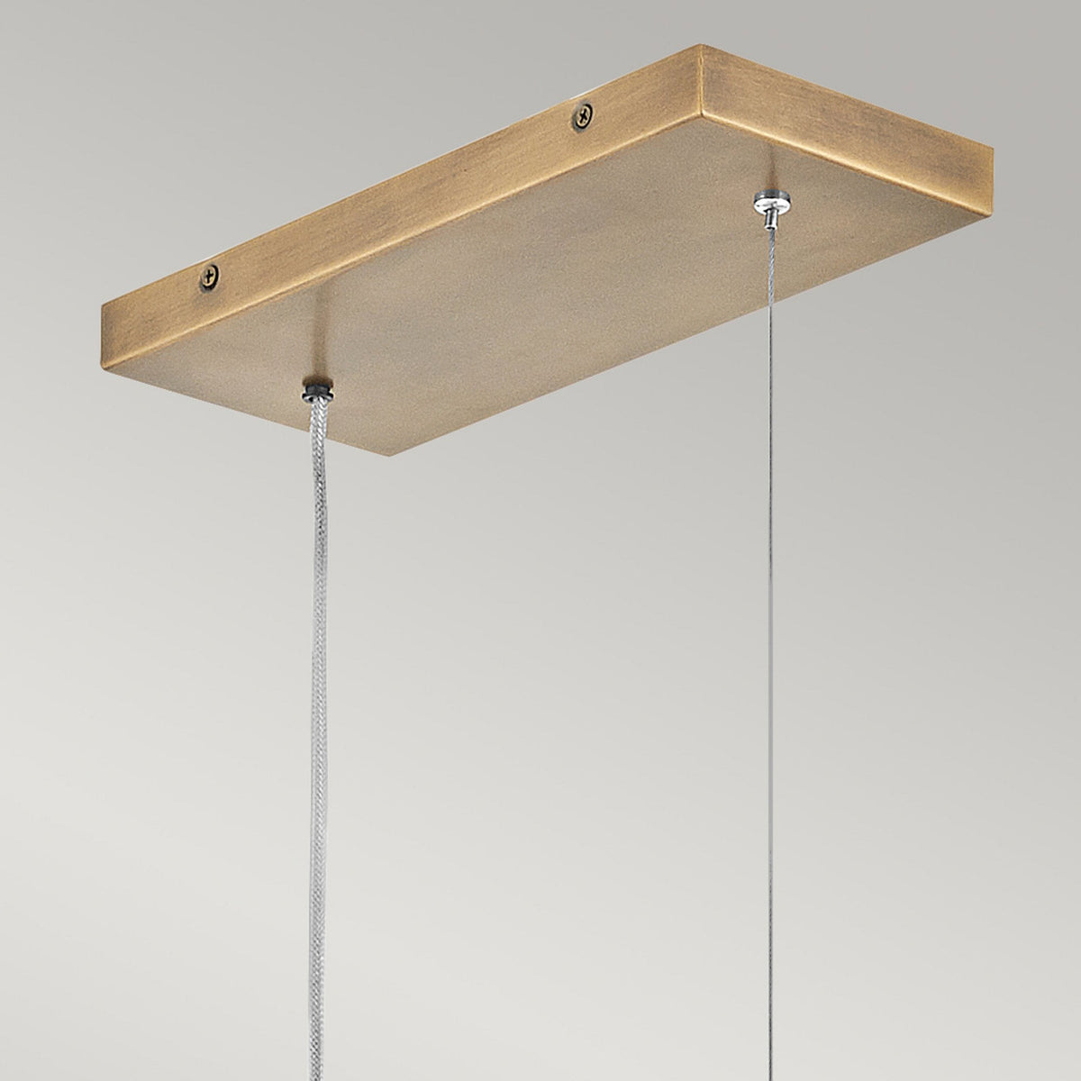 Arco Linear LED Linear Pendant in Heritage Brass Finish with Clear Ribbed Glass