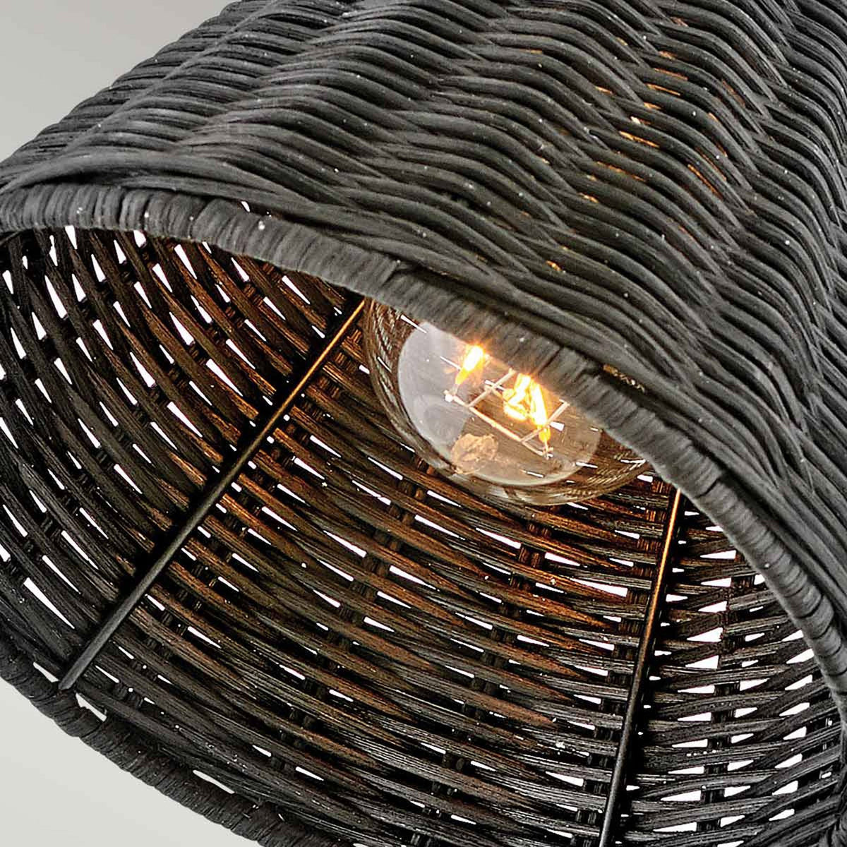 Arti Switched Adjustable Wall Light in Black with Black Rattan Shade