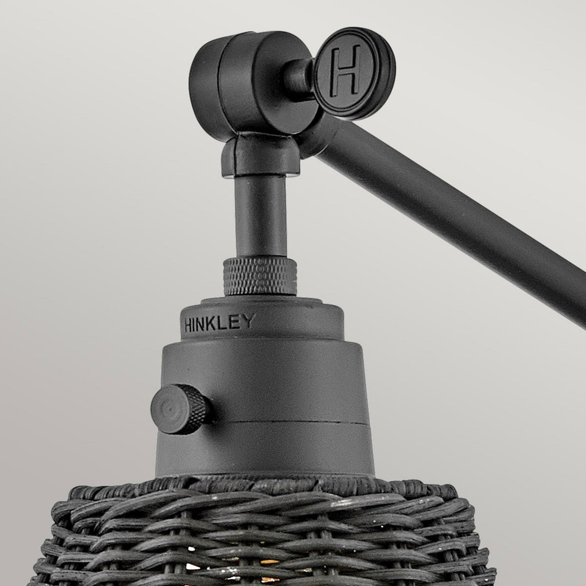 Arti Switched Adjustable Wall Light in Black with Black Rattan Shade