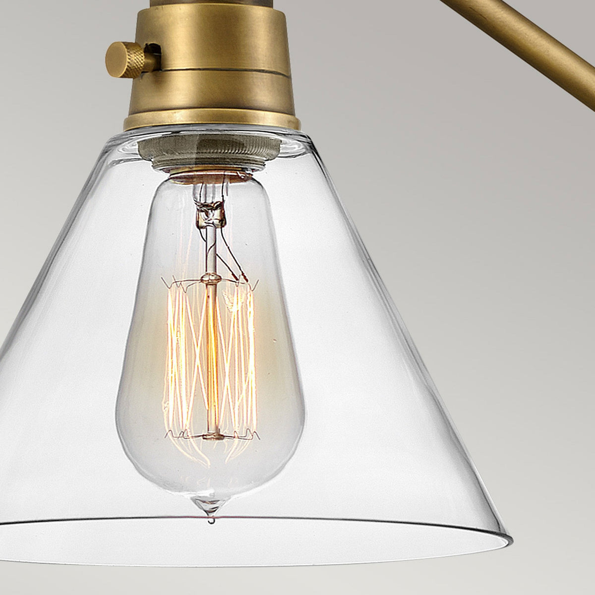 Arti Switched Adjustable Wall Light in Heritage Brass with Clear Glass Shade