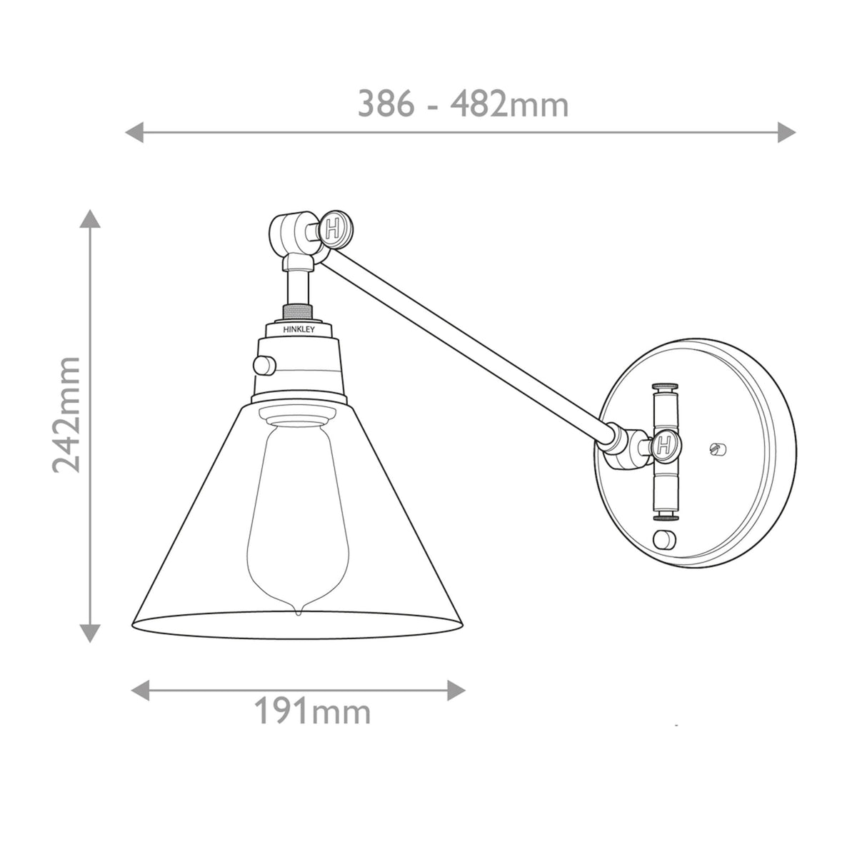 Arti Switched Adjustable Wall Light in Heritage Brass with Clear Glass Shade