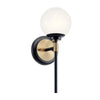 Benno Single IP44 Wall Light in Black & Champagne Bronze with White Opal Glass Diffuser
