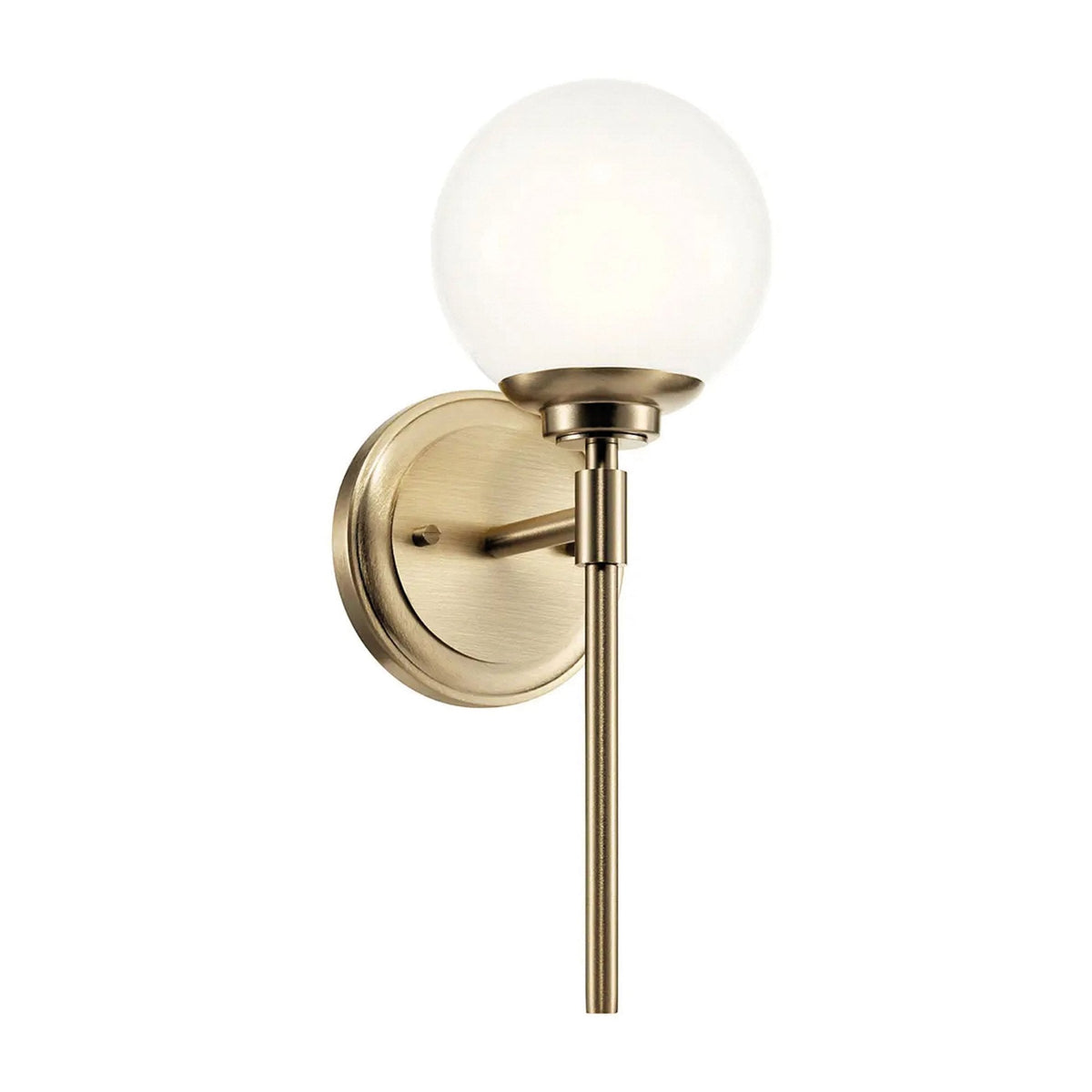 Benno Single IP44 Wall Light in Champagne Bronze with White Opal Glass Diffuser