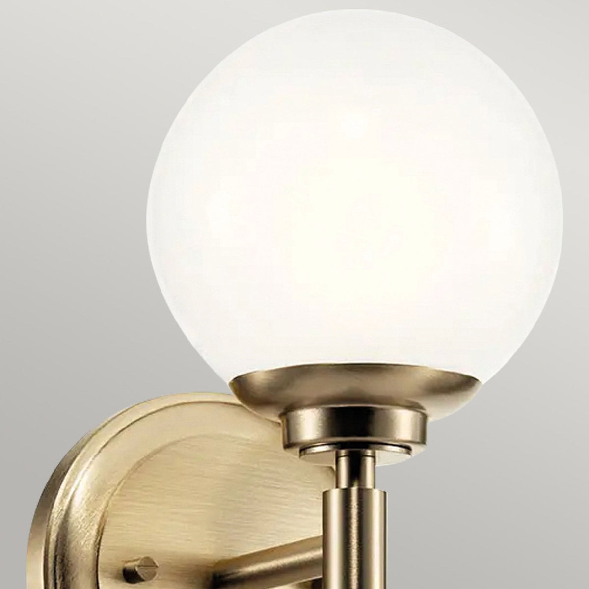 Benno Single IP44 Wall Light in Champagne Bronze with White Opal Glass Diffuser