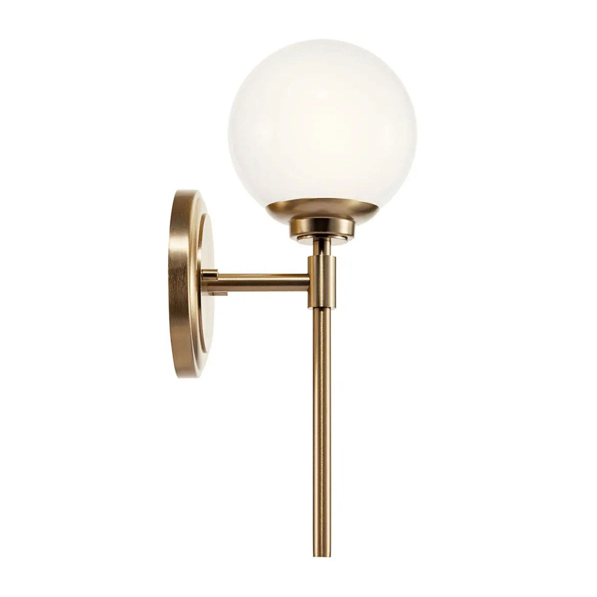 Benno Single IP44 Wall Light in Champagne Bronze with White Opal Glass Diffuser