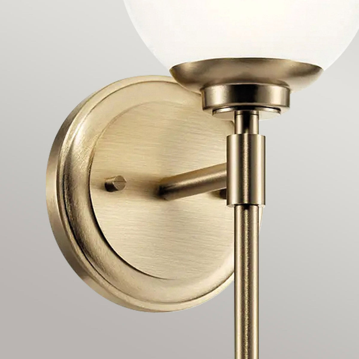 Benno Single IP44 Wall Light in Champagne Bronze with White Opal Glass Diffuser