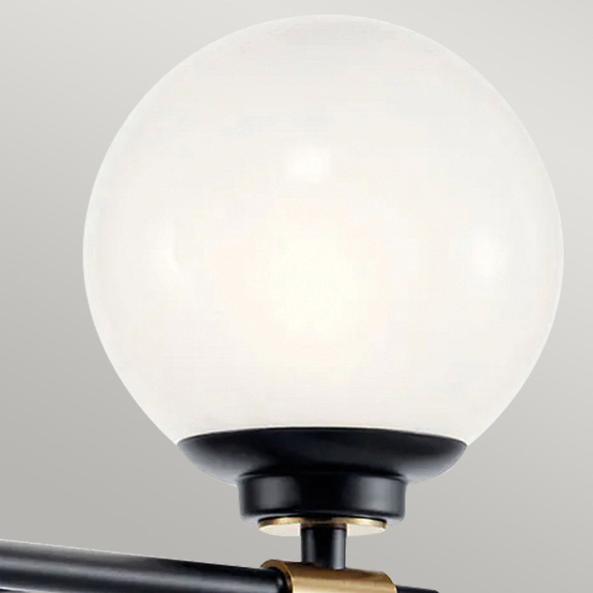 Benno Twin IP44 Wall Light in Black & Champagne Bronze with White Opal Glass Diffusers