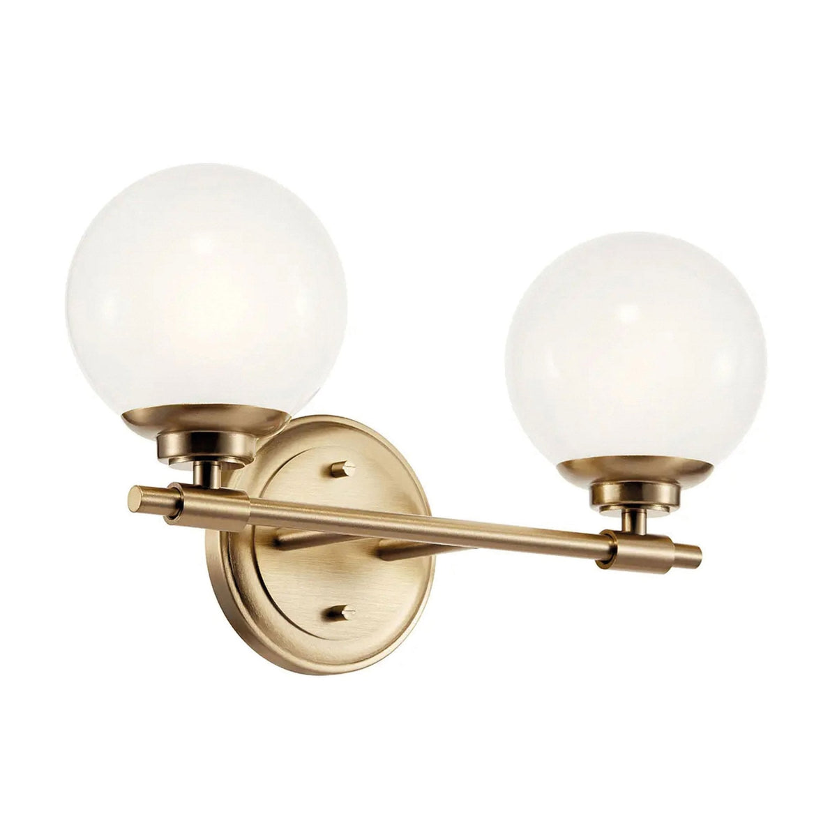 Benno Twin IP44 Wall Light in Champagne Bronze with White Opal Glass Diffusers
