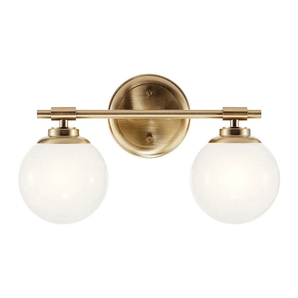 Benno Twin IP44 Wall Light in Champagne Bronze with White Opal Glass Diffusers
