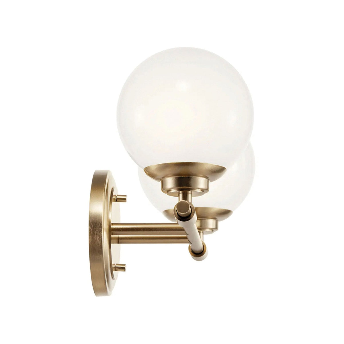 Benno Twin IP44 Wall Light in Champagne Bronze with White Opal Glass Diffusers