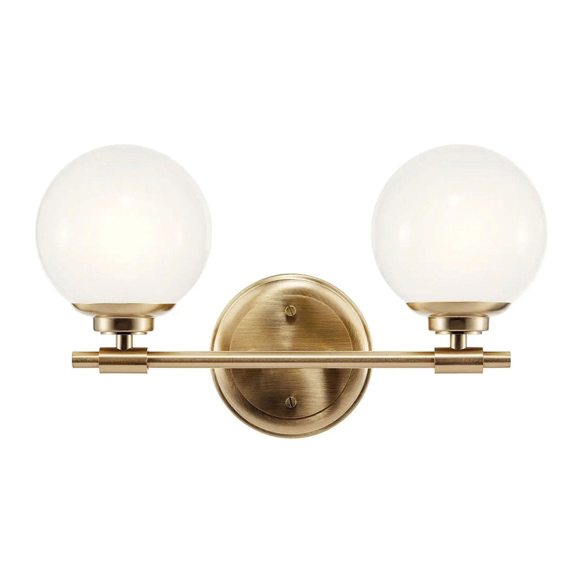 Benno Twin IP44 Wall Light in Champagne Bronze with White Opal Glass Diffusers