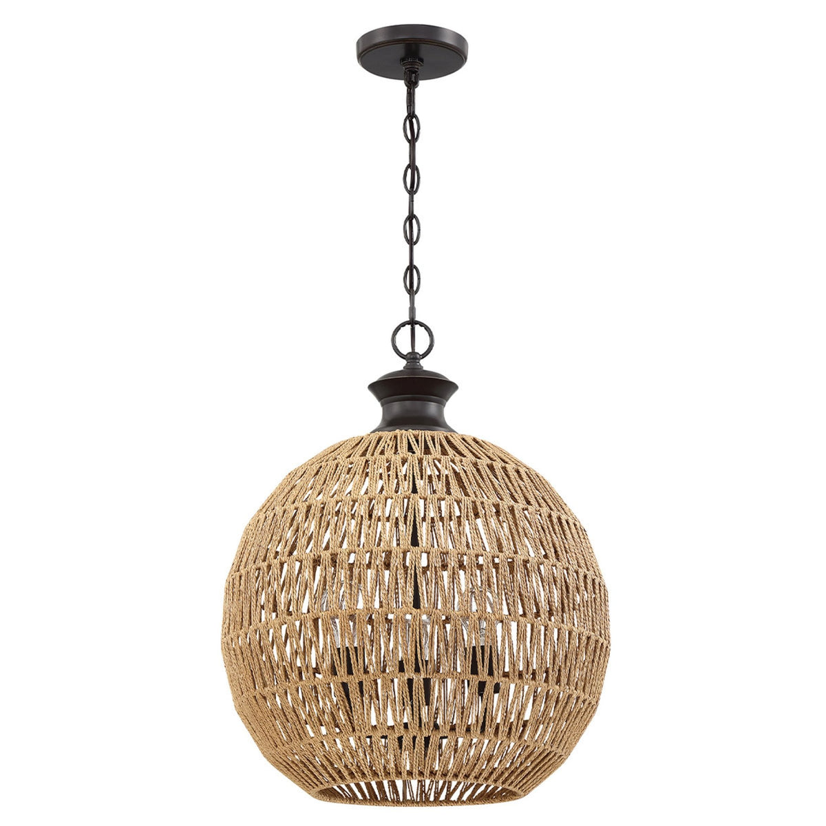 Casablanca Pendant in Palladian Bronze with Natural Paper Rope Shade