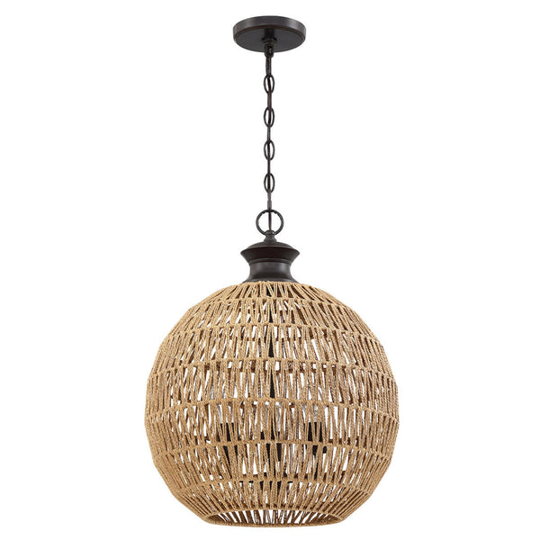 Casablanca Pendant in Palladian Bronze with Natural Paper Rope Shade