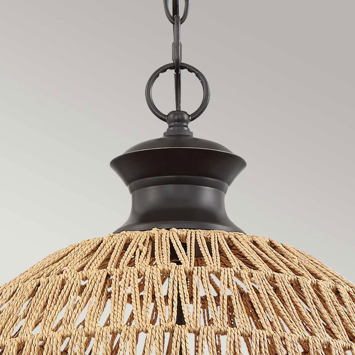 Casablanca Pendant in Palladian Bronze with Natural Paper Rope Shade