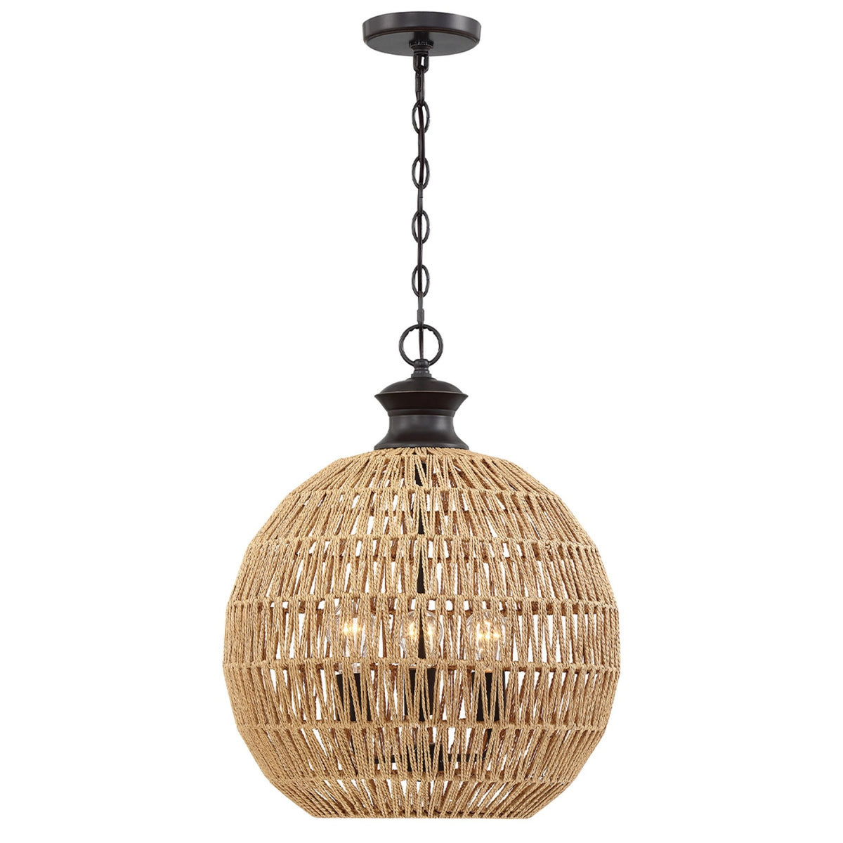 Casablanca Pendant in Palladian Bronze with Natural Paper Rope Shade