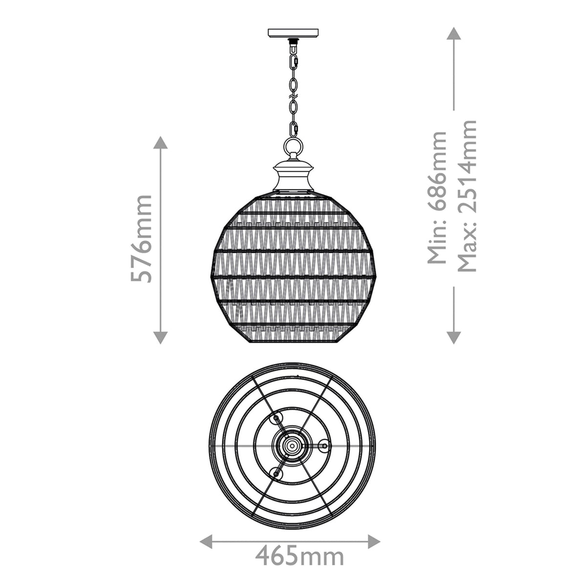 Casablanca Pendant in Palladian Bronze with Natural Paper Rope Shade