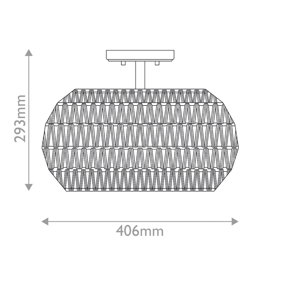 Casablanca Semi Flush Ceiling Light in Palladian Bronze with Natural Paper Rope Shade