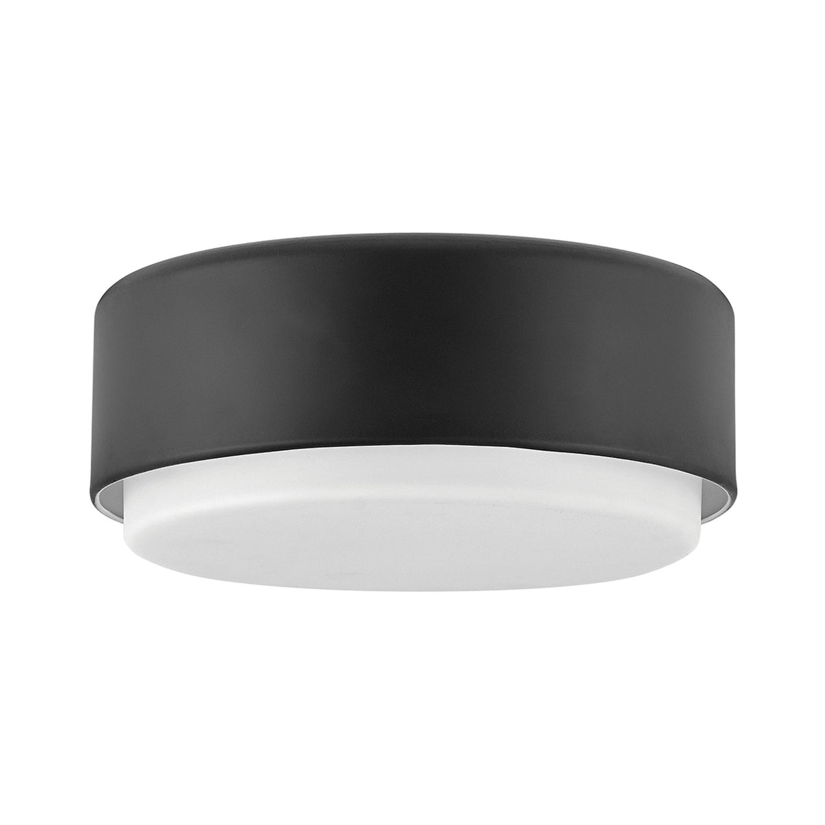 Cedric Small Flush Mount Ceiling Light in Black with Etched Opal Glass Diffuser