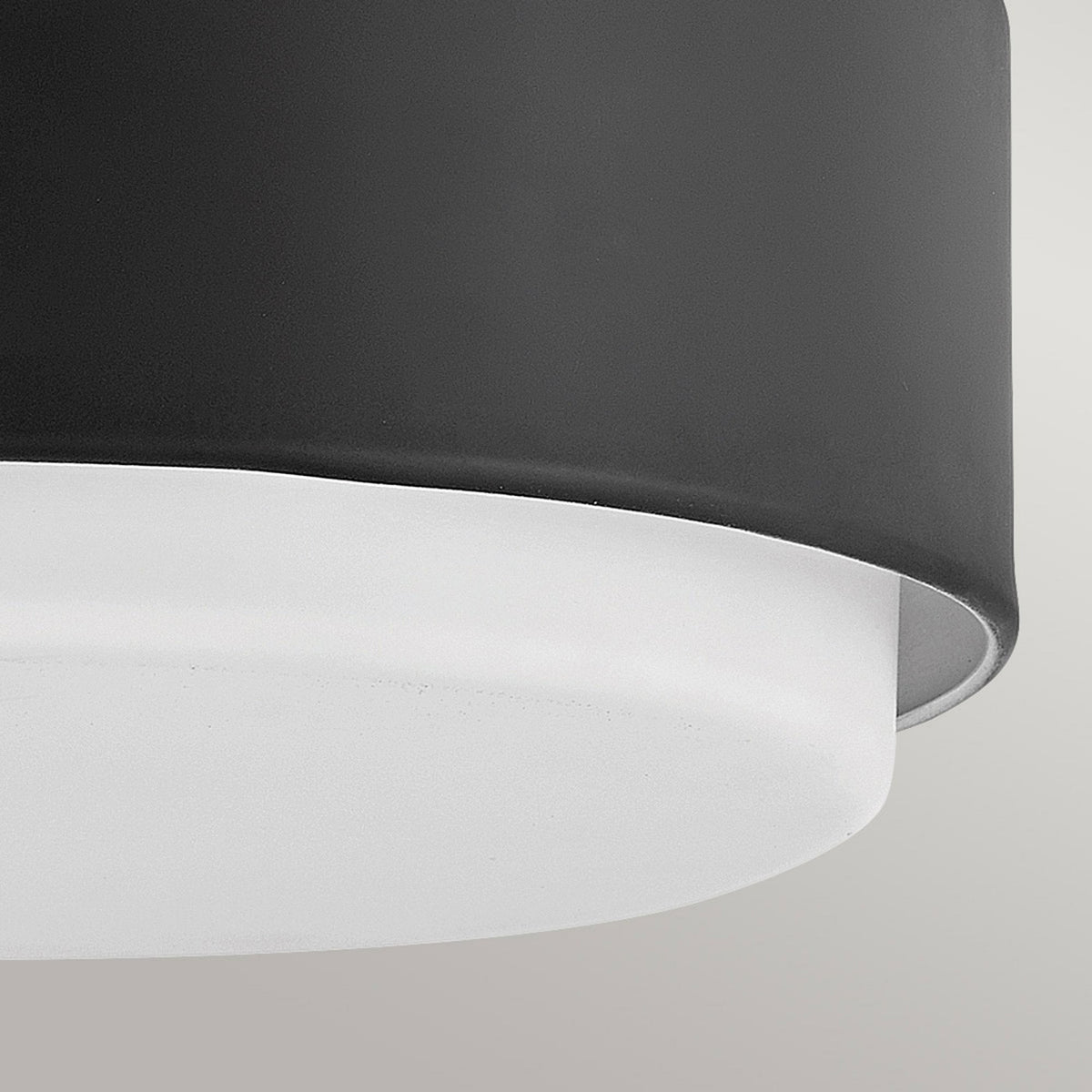 Cedric Small Flush Mount Ceiling Light in Black with Etched Opal Glass Diffuser