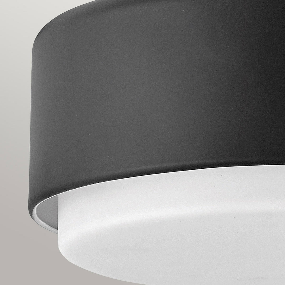 Cedric Small Flush Mount Ceiling Light in Black with Etched Opal Glass Diffuser