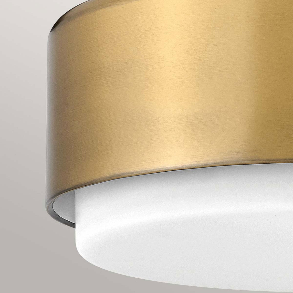 Cedric Small Flush Mount Ceiling Light in Lacquered Brass with Etched Opal Glass Diffuser