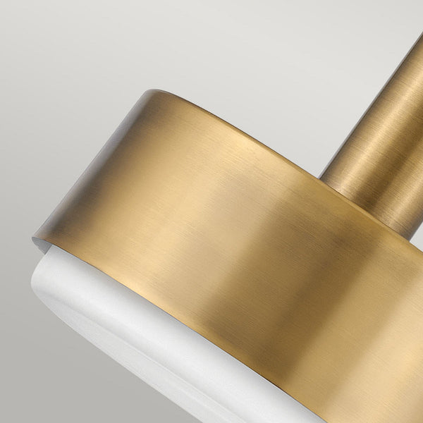 Cedric Medium Single Drop Pendant in Lacquered Brass with Etched Opal Glass Diffuser