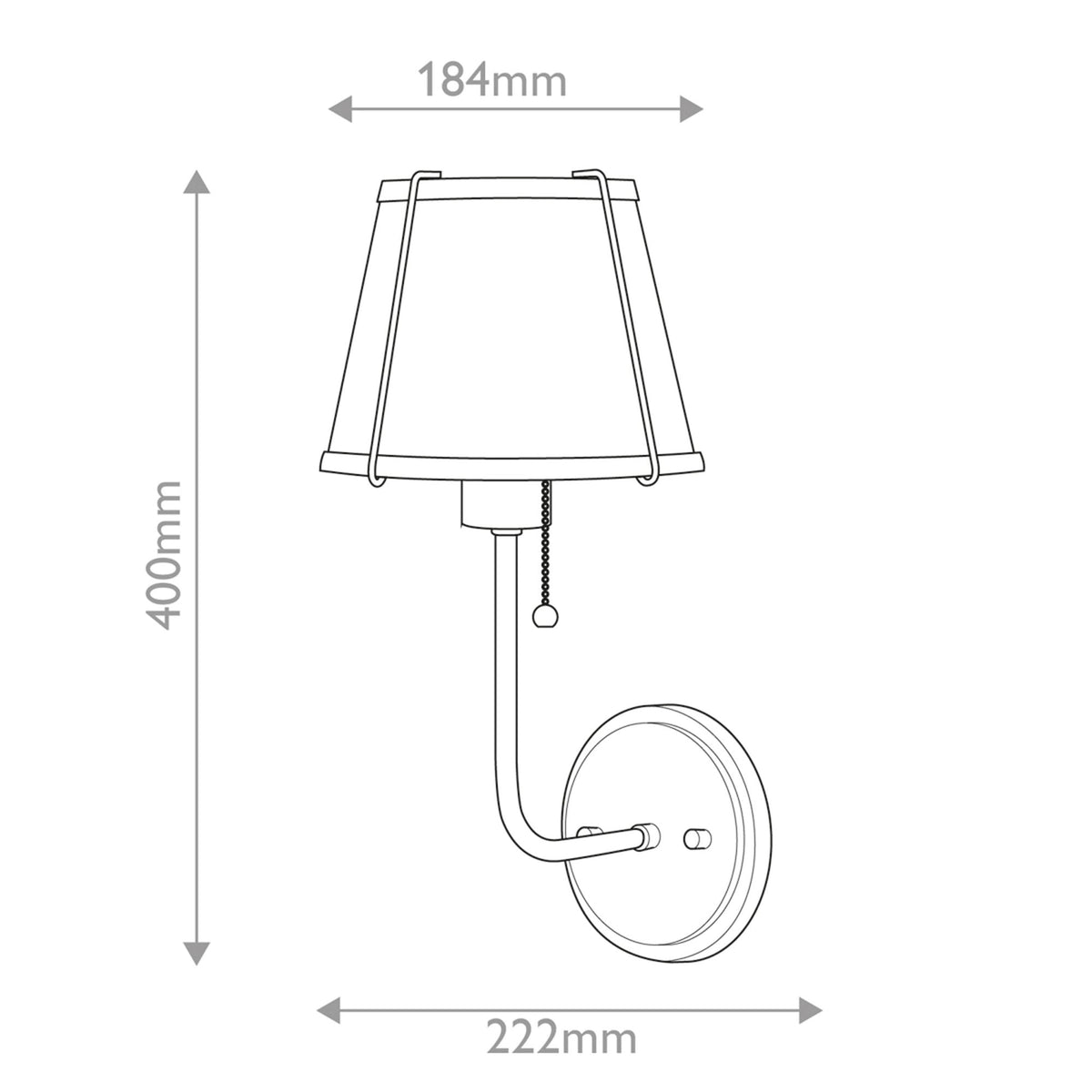 Clarke Wall Light with Pull Switch in Darkened Brass and Ivory Linen Shade