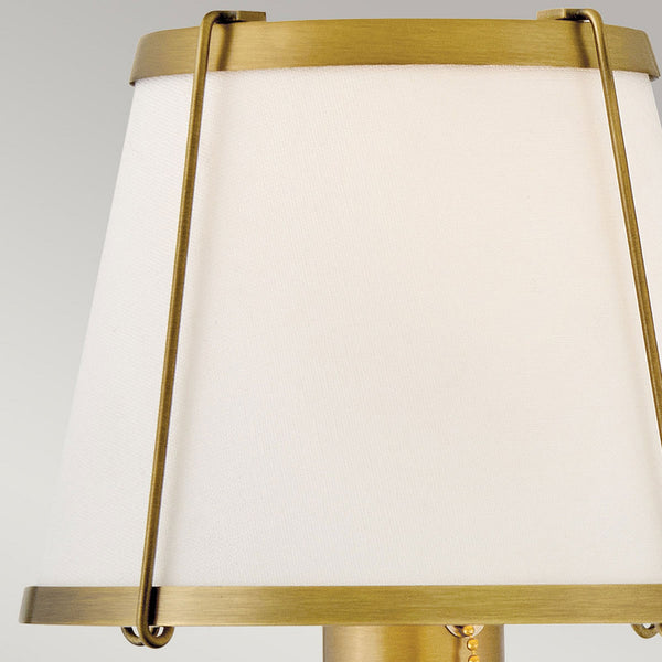 Clarke Wall Light with Pull Switch in Darkened Brass and Ivory Linen Shade