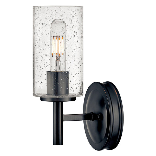 Collier Single Wall Light in Black Oxide with Clear Seeded Glass Shade