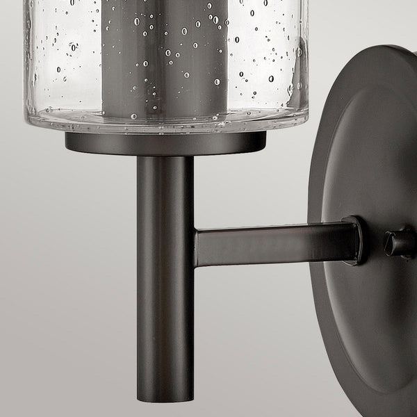 Collier Single Wall Light in Black Oxide with Clear Seeded Glass Shade
