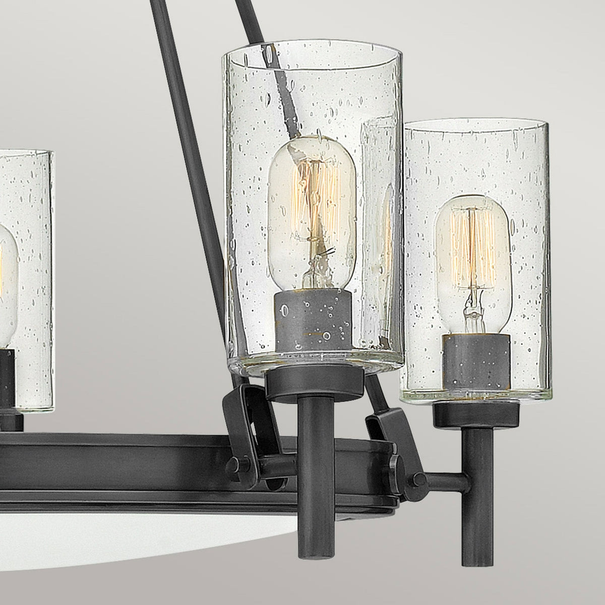Collier Five Light Chandelier in Black Oxide with Clear Seeded Glass Shades